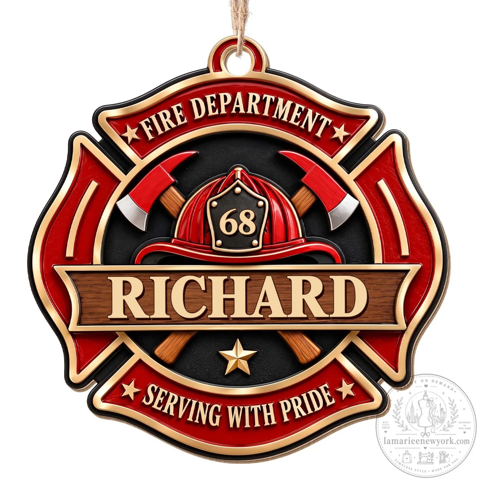 Personalized Fire Department Maltese Cross Serving With Pride Christmas Ornament 21 Personalized Fire Department Maltese Cross Serving With Pride Christmas Ornament