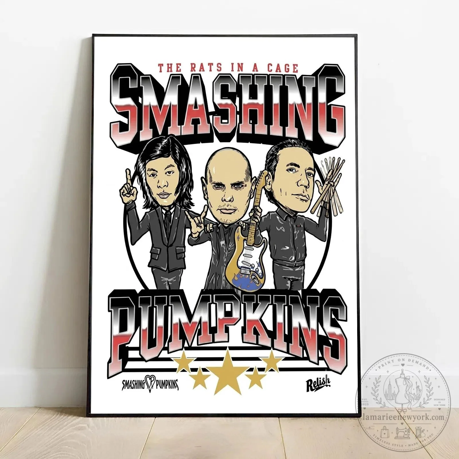 The Smashing Pumpkins The Rats in a Cage Band Caricature Poster Wall Art