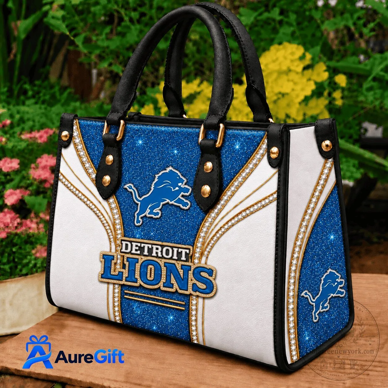 Detroit Lions NFL Football Team Sparkle Design Women's Handbag Purse