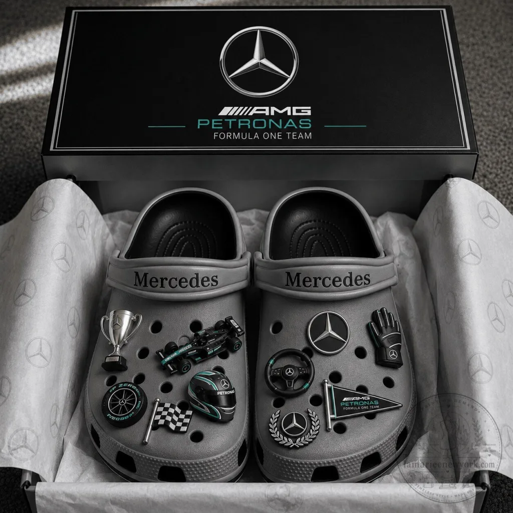 Mercedes AMG Petronas Formula One Team Racing Clogs with Charms Mercedes AMG Petronas Formula One Team Racing Clogs with Charms