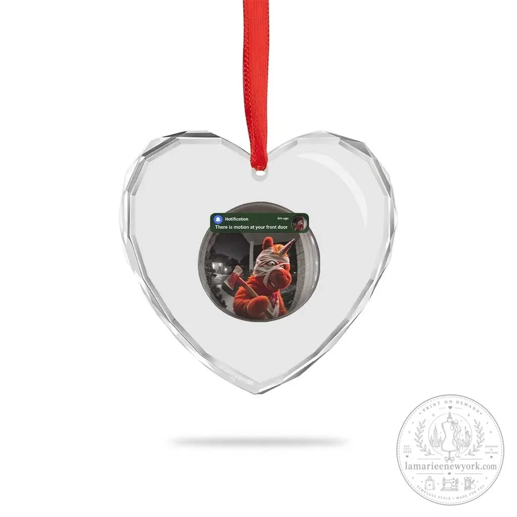 Scary Unicorn With Axe Buddy Heart Crystal Glass Christmas Ornament 6 Scary Unicorn With Axe Buddy Heart Crystal Glass Christmas Ornament