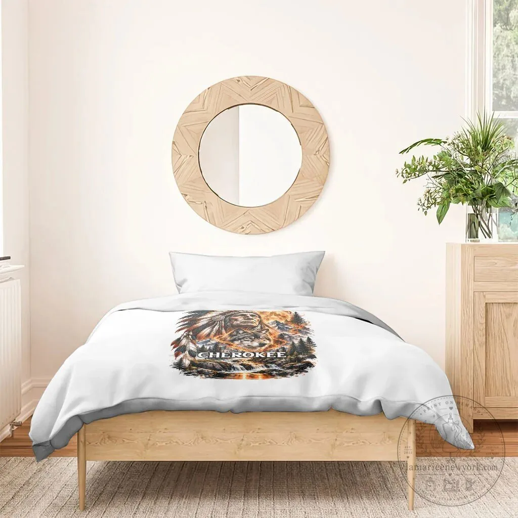 Cherokee Wolf and Native American Chief Tribal Nature Landscape Bedding Set 13 Cherokee Wolf and Native American Chief Tribal Nature Landscape Bedding Set