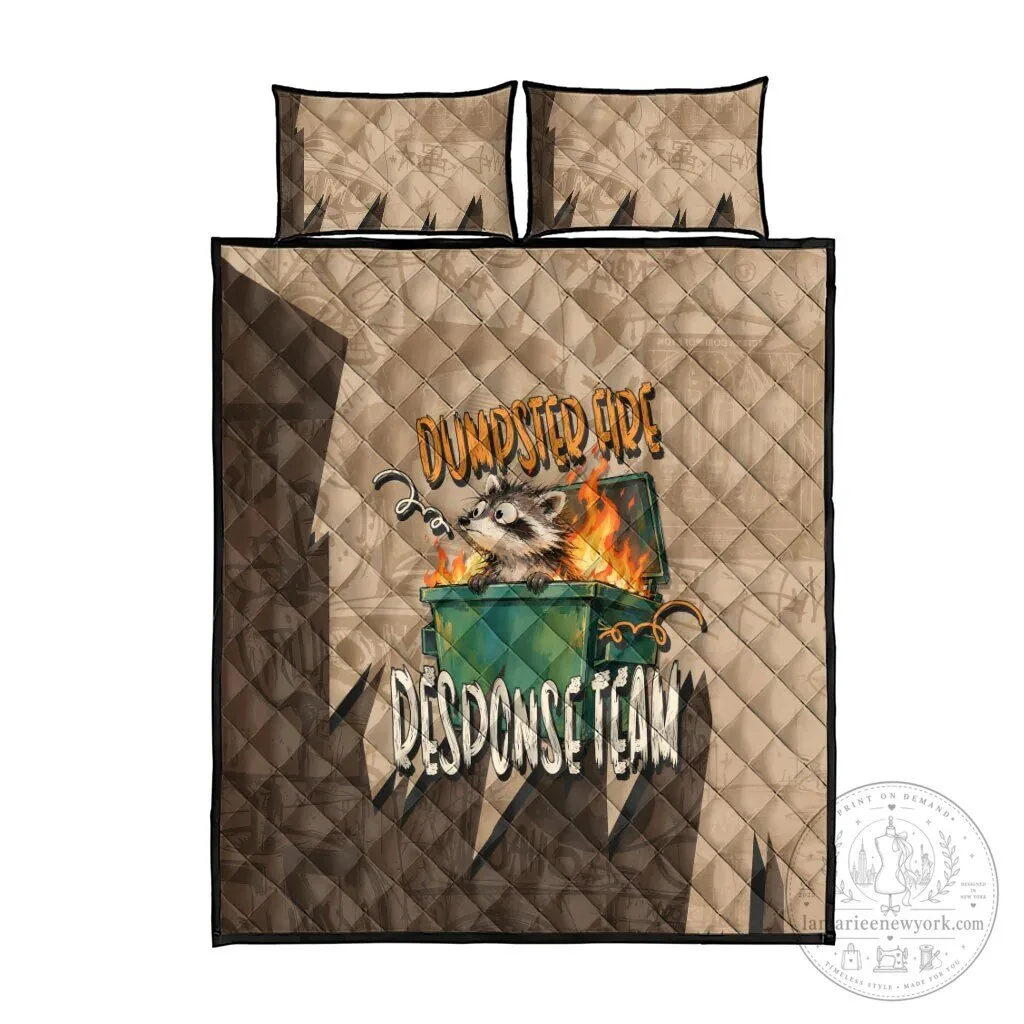 Funny Raccoon Dumpster Fire Response Team Quilt Bedding Set with Pillow Shams 6 Funny Raccoon Dumpster Fire Response Team Quilt Bedding Set with Pillow Shams