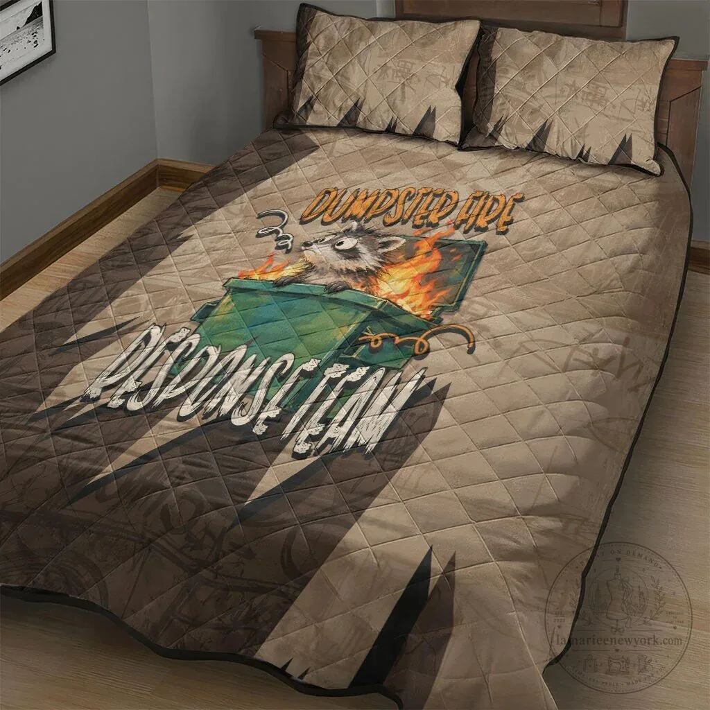 Funny Raccoon Dumpster Fire Response Team Quilt Bedding Set with Pillow Shams 7 Funny Raccoon Dumpster Fire Response Team Quilt Bedding Set with Pillow Shams
