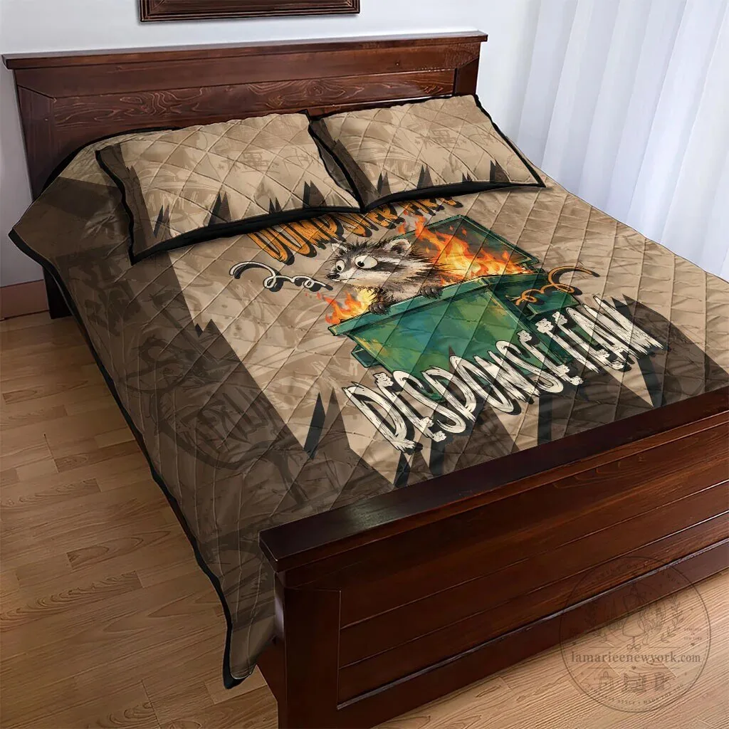 Funny Raccoon Dumpster Fire Response Team Quilt Bedding Set with Pillow Shams 9 Funny Raccoon Dumpster Fire Response Team Quilt Bedding Set with Pillow Shams