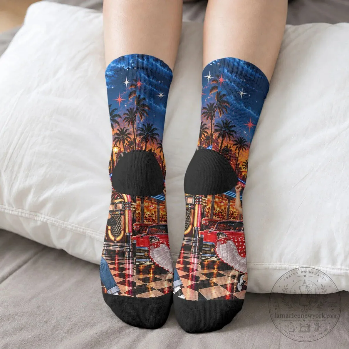Vintage 1950s Rock and Roll Couple Dancing Retro Nostalgia Crew Socks 8 Vintage 1950s Rock and Roll Couple Dancing Retro Nostalgia Crew Socks