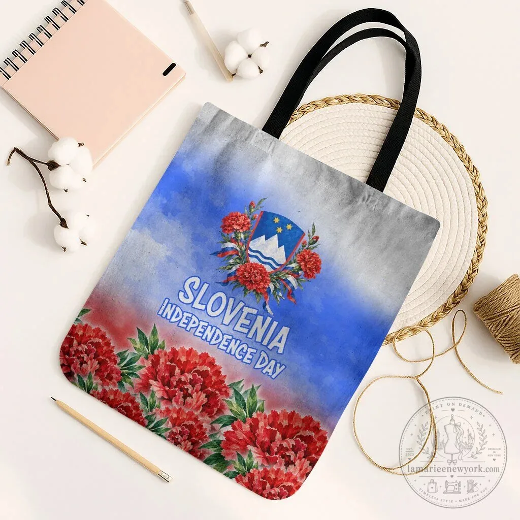 Slovenia Independence Day White Lipizzan Horse Red Carnation Emblem Tote Bag