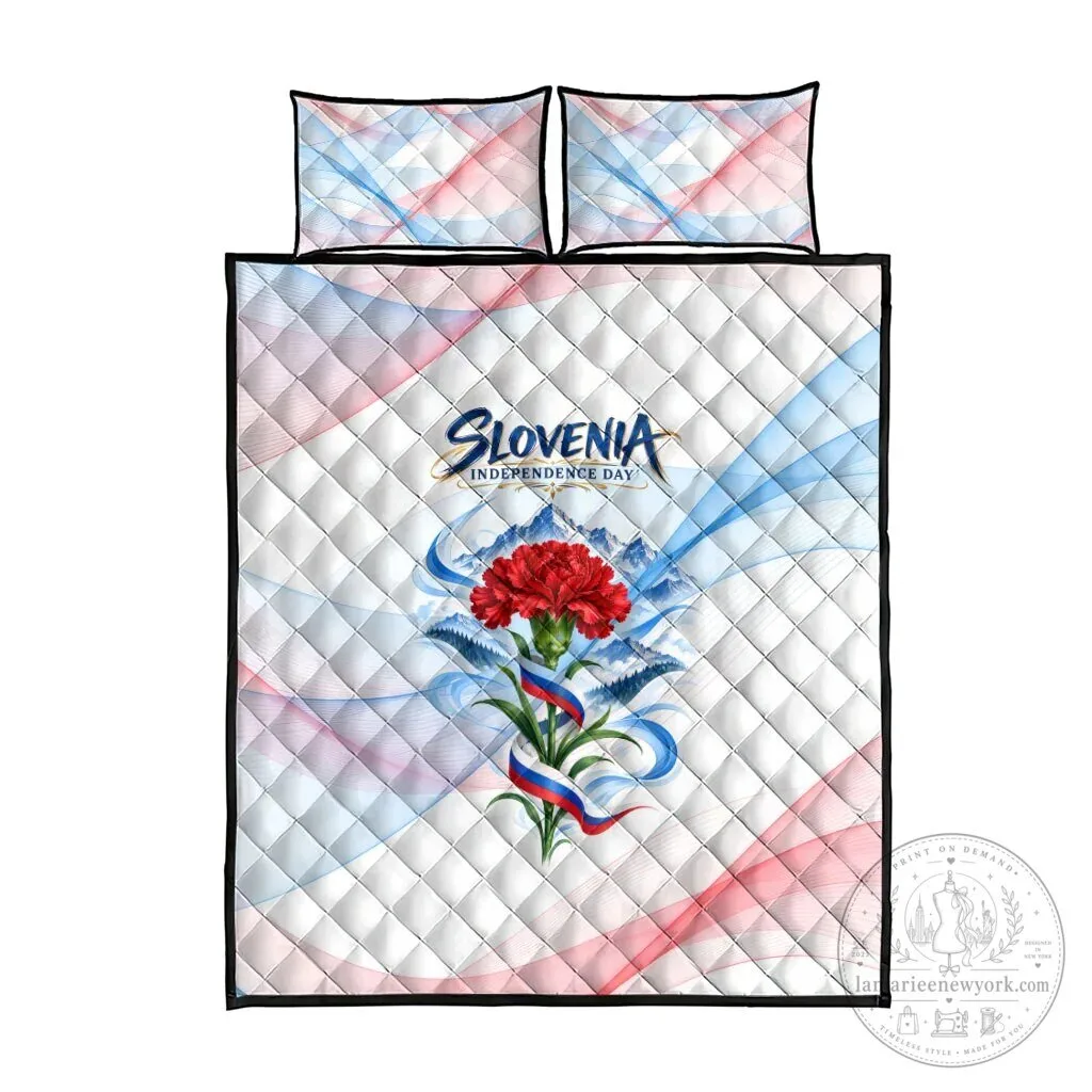 Slovenia Independence Day Red Carnation Flower Mount Triglav Flag Quilt Bedding Set 6 Slovenia Independence Day Red Carnation Flower Mount Triglav Flag Quilt Bedding Set