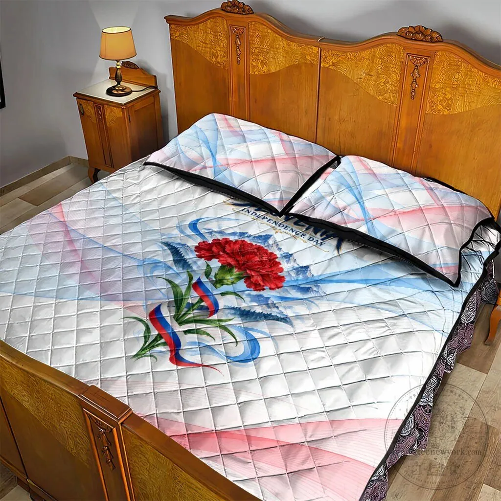 Slovenia Independence Day Red Carnation Flower Mount Triglav Flag Quilt Bedding Set 8 Slovenia Independence Day Red Carnation Flower Mount Triglav Flag Quilt Bedding Set
