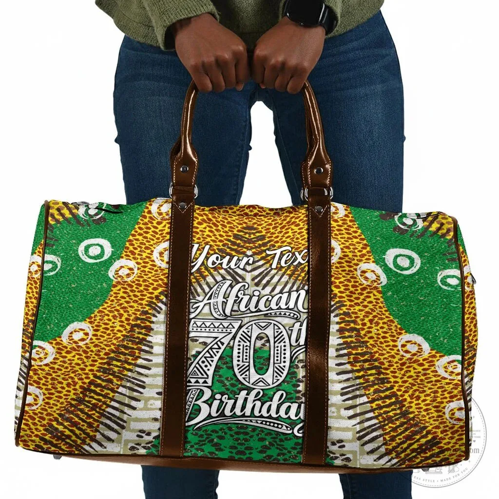 Personalized African 70th Birthday Tribal Animal Print Heritage Travel Bag