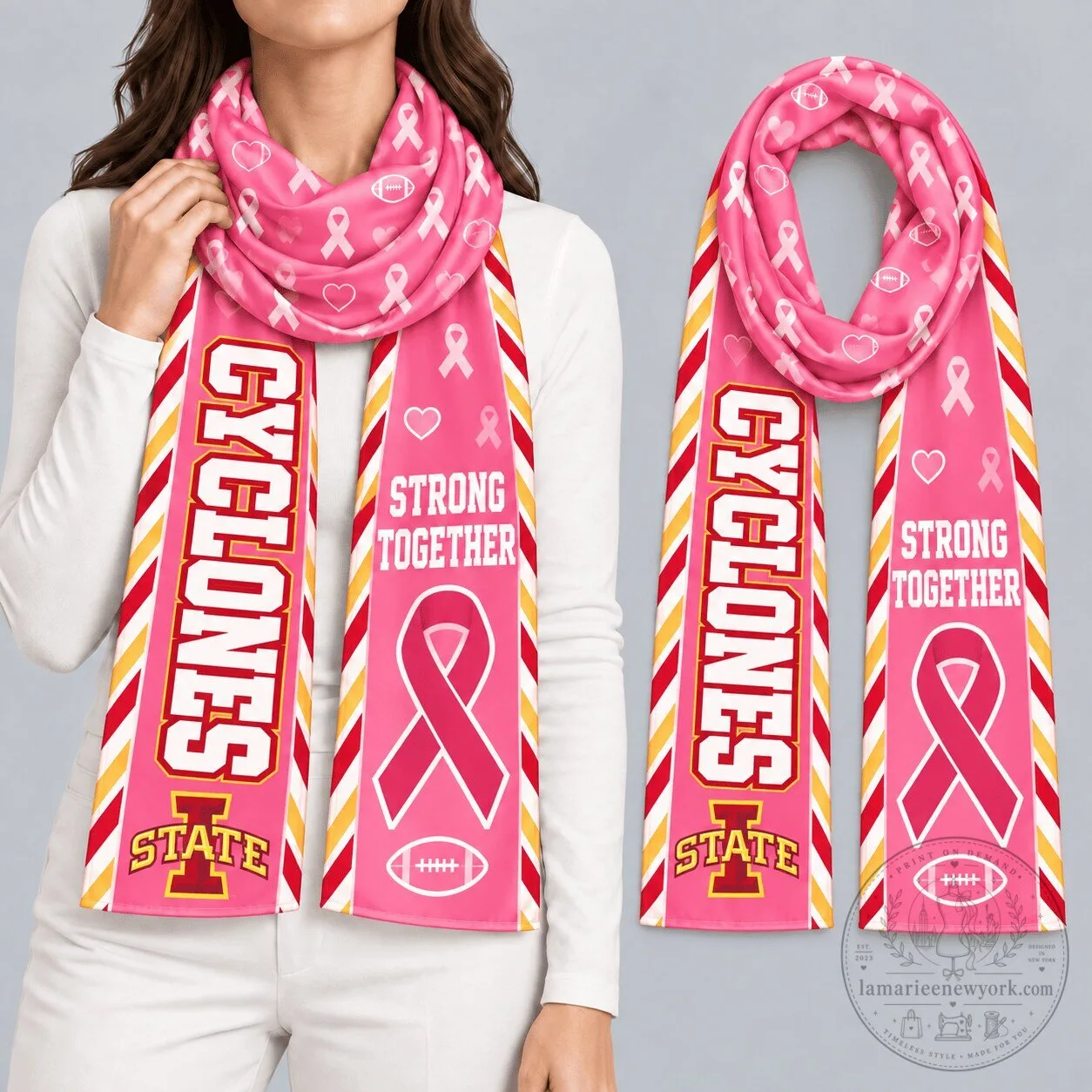 Iowa State Cyclones Breast Cancer Awareness Strong Together Pink Scarf