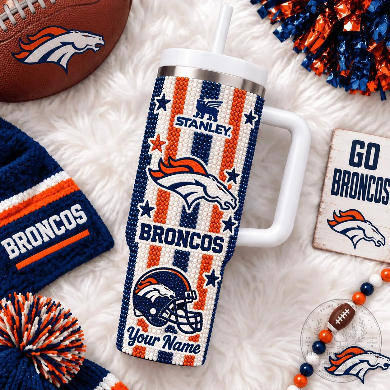 Denver Broncos Stanley Diamond Custom Name Insulated Tumbler