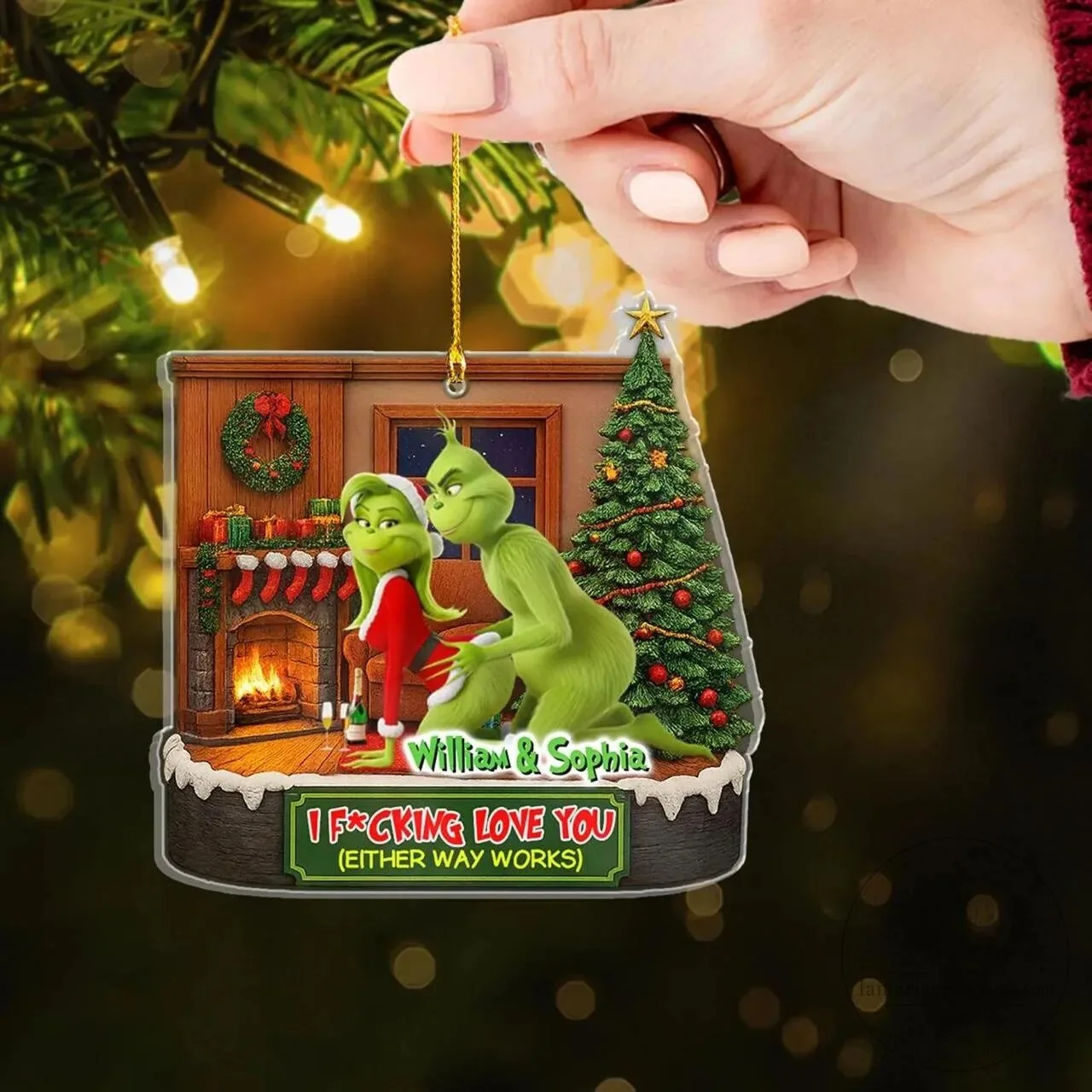 Custom Christmas Tree Ornament featuring Grinch and Cindy Lou Who 7 Custom Christmas Tree Ornament featuring Grinch and Cindy Lou Who
