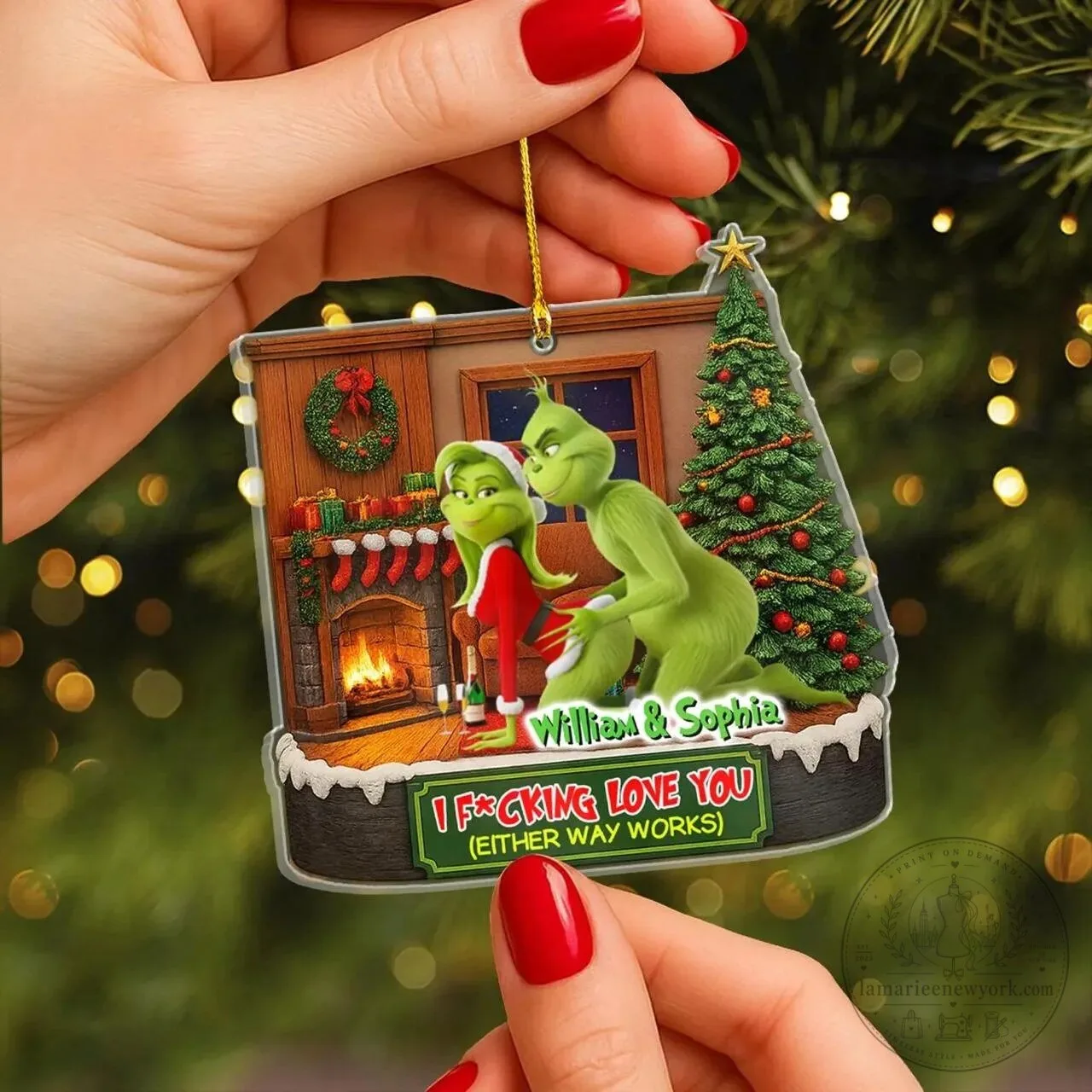 Custom Christmas Tree Ornament featuring Grinch and Cindy Lou Who 9 Custom Christmas Tree Ornament featuring Grinch and Cindy Lou Who