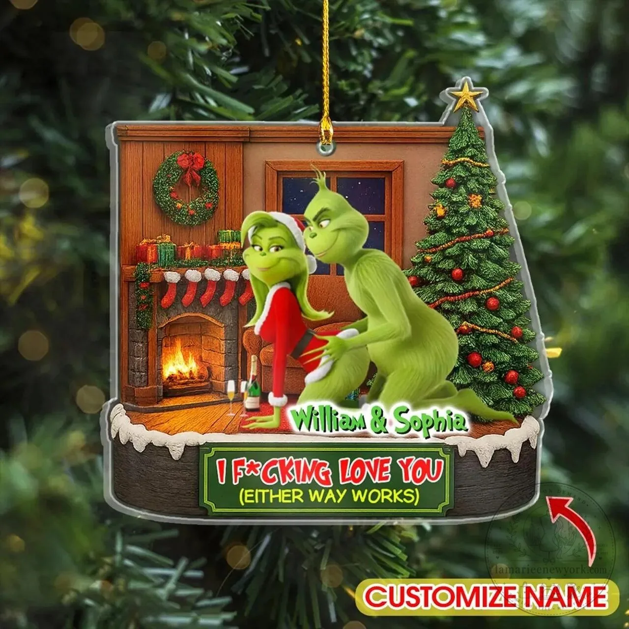 Custom Christmas Tree Ornament featuring Grinch and Cindy Lou Who 10 Custom Christmas Tree Ornament featuring Grinch and Cindy Lou Who