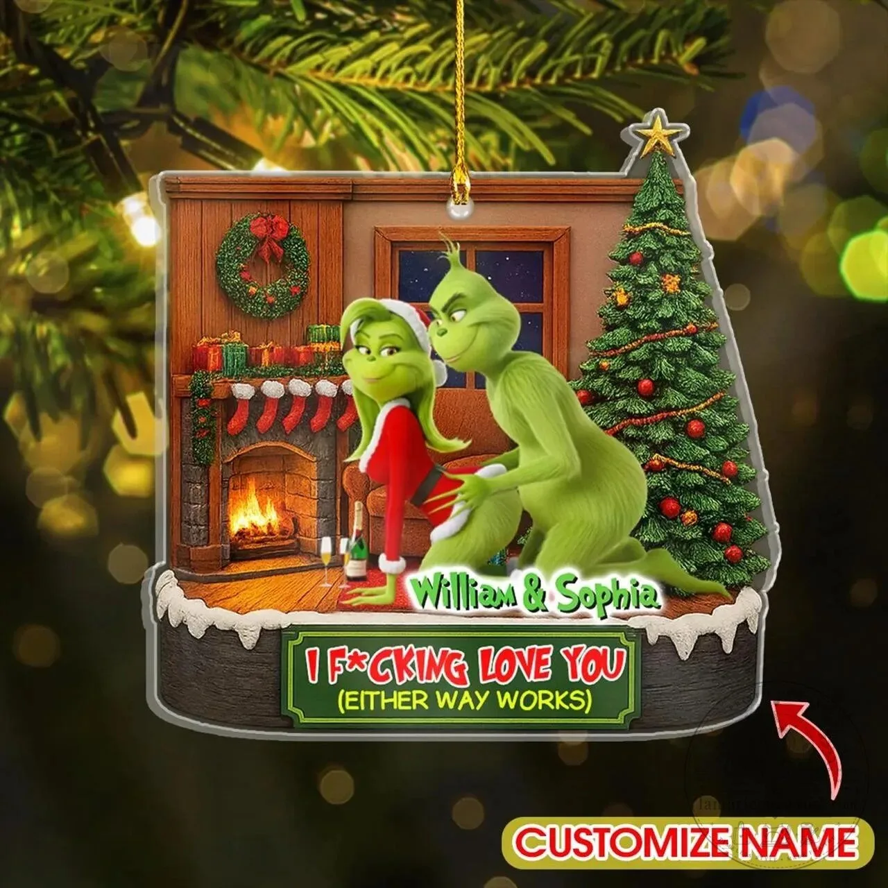 Custom Christmas Tree Ornament featuring Grinch and Cindy Lou Who 11 Custom Christmas Tree Ornament featuring Grinch and Cindy Lou Who
