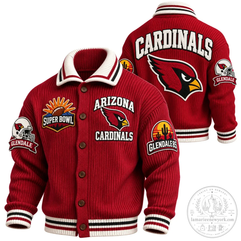 Arizona Cardinals Super Bowl Glendale Football Knit Cardigan Jacket Arizona Cardinals Super Bowl Glendale Football Knit Cardigan Jacket