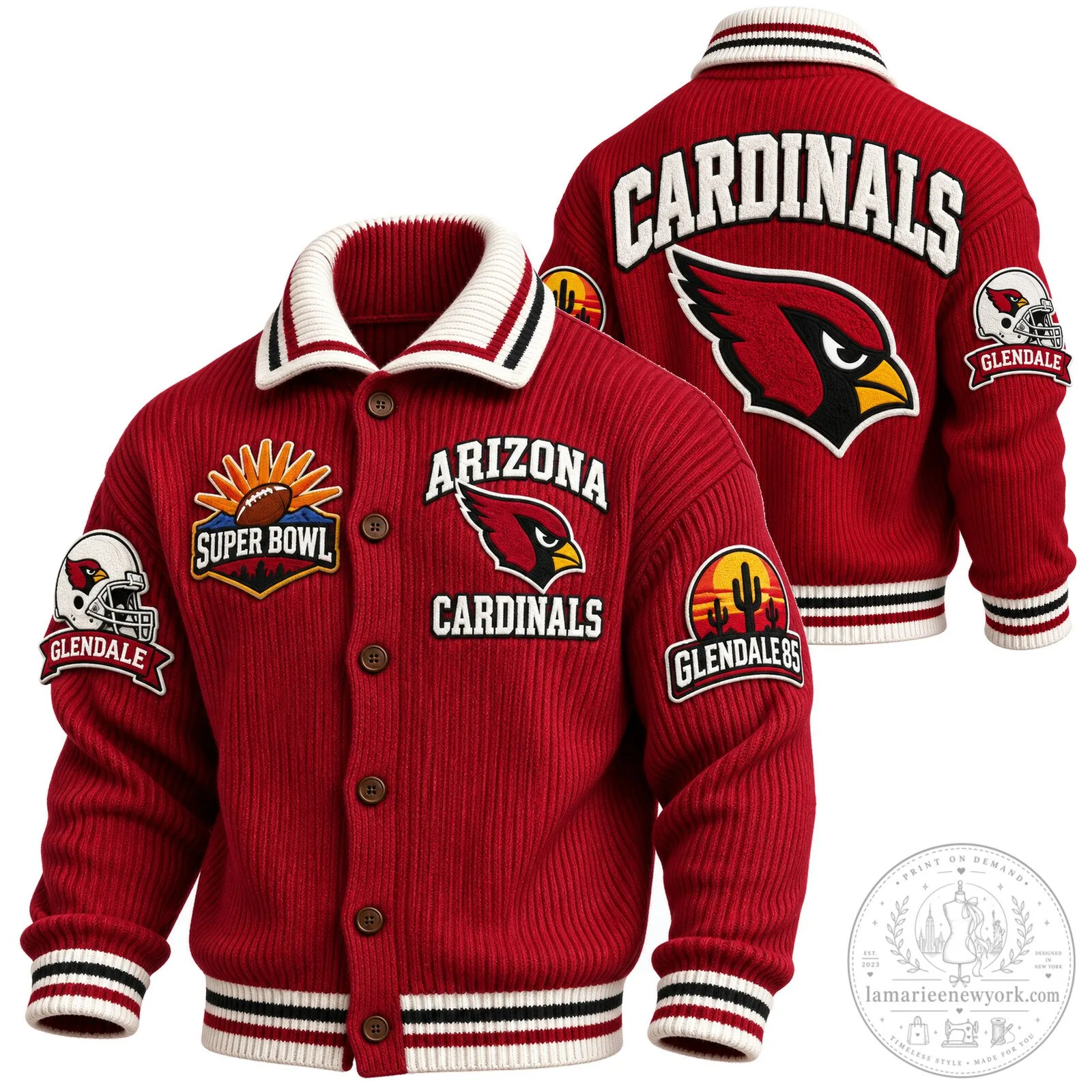 Arizona Cardinals Super Bowl Glendale Football Knit Cardigan Jacket