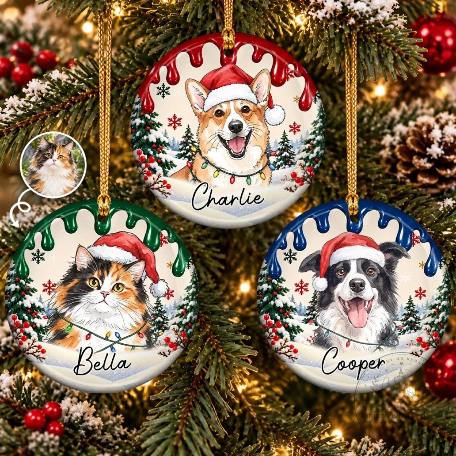 Personalized Pet Photo Christmas Keepsake Ornament for Dog and Cat Lovers