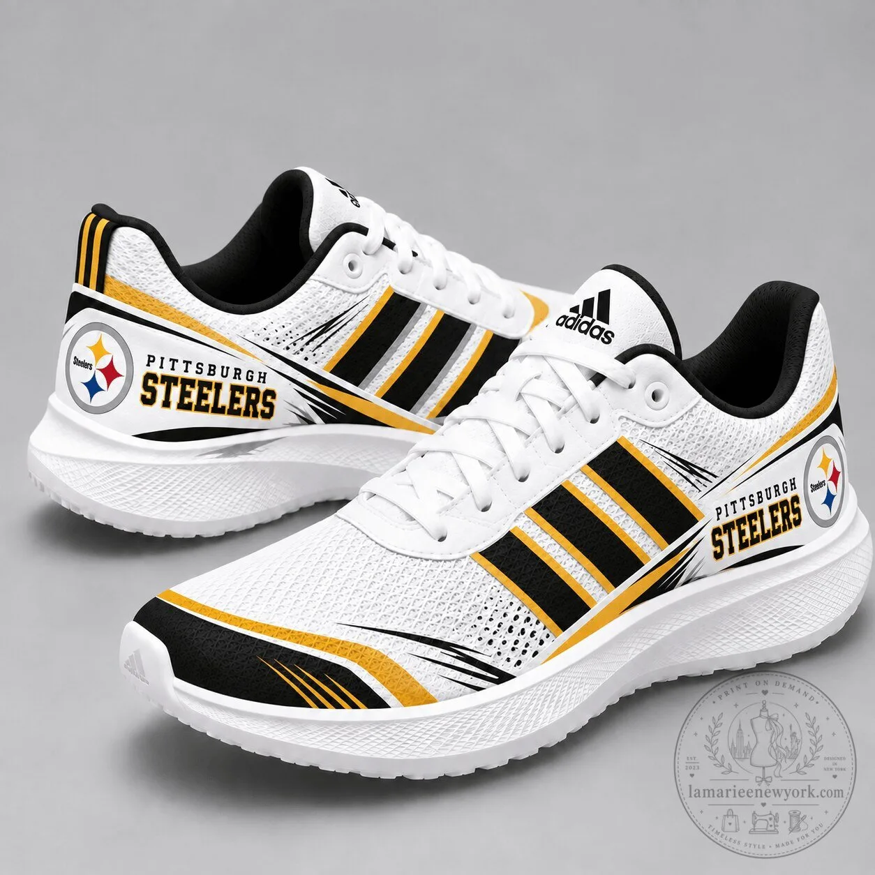 Pittsburgh Steelers NFL Team Logo White Performance Running Shoes Sneakers