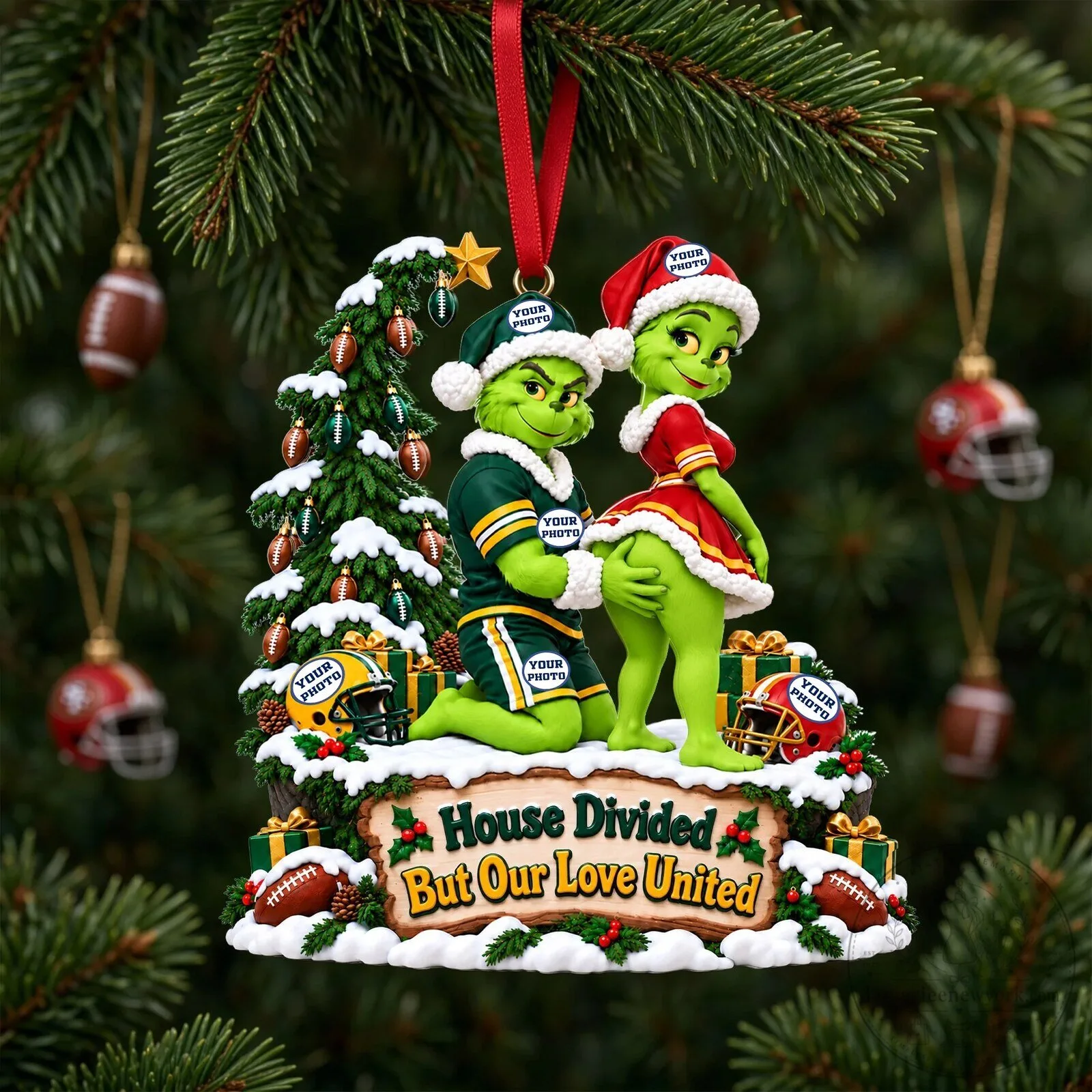 Funny Grinch Couple Christmas Tree Ornament House Divided But Our Love United 6 Funny Grinch Couple Christmas Tree Ornament House Divided But Our Love United