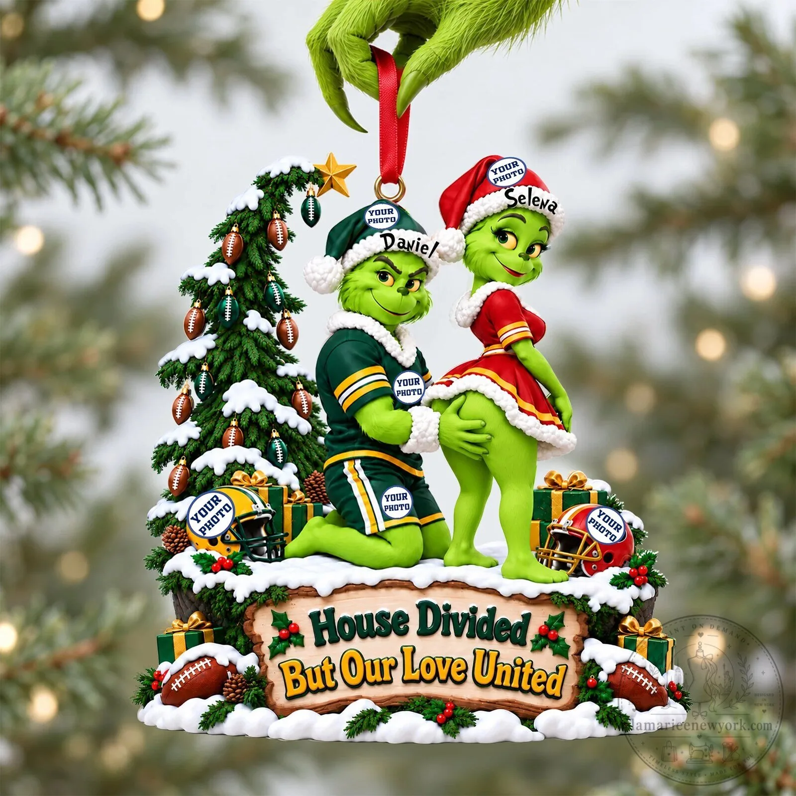 Funny Grinch Couple Christmas Tree Ornament House Divided But Our Love United 7 Funny Grinch Couple Christmas Tree Ornament House Divided But Our Love United