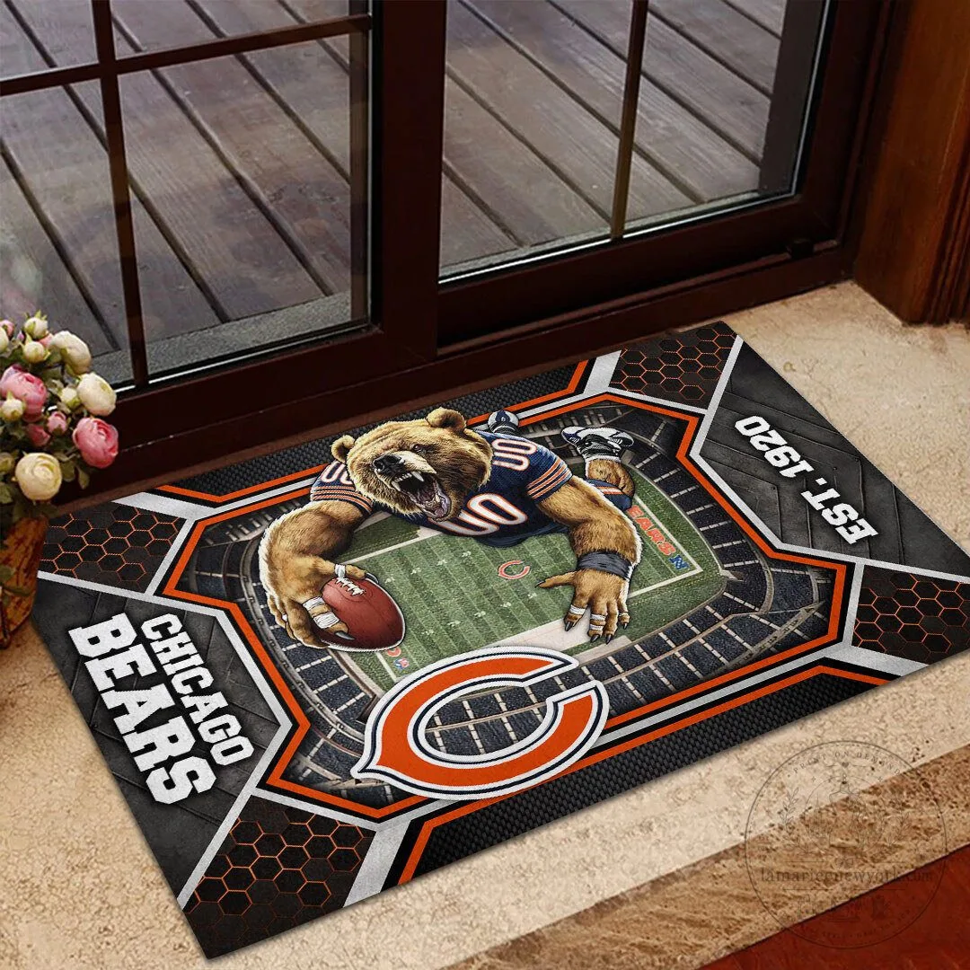 Chicago Bears Football Team Mascot Stadium Scene Doormat