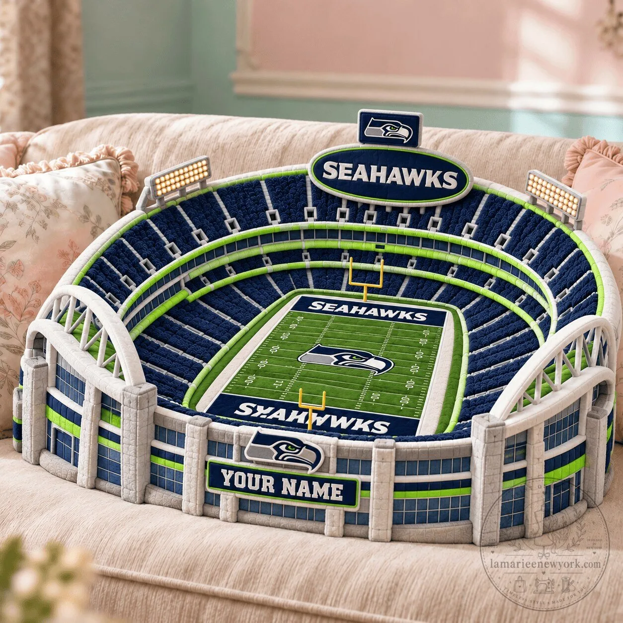 Seattle Seahawks Lumen Field Stadium Custom Shaped Throw Pillow
