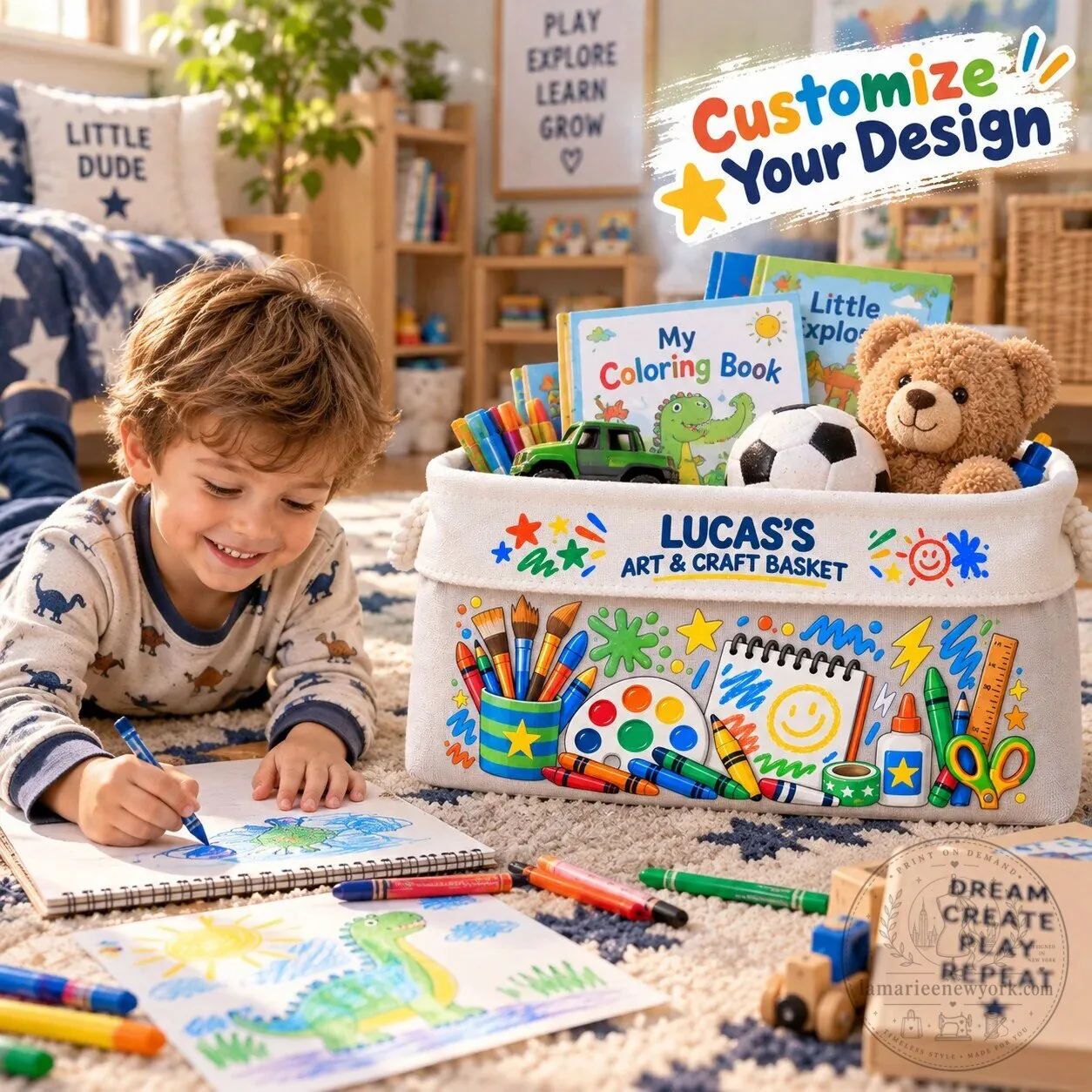 Personalized Kids Art and Craft Storage Basket with Rope Handles 7 Personalized Kids Art and Craft Storage Basket with Rope Handles