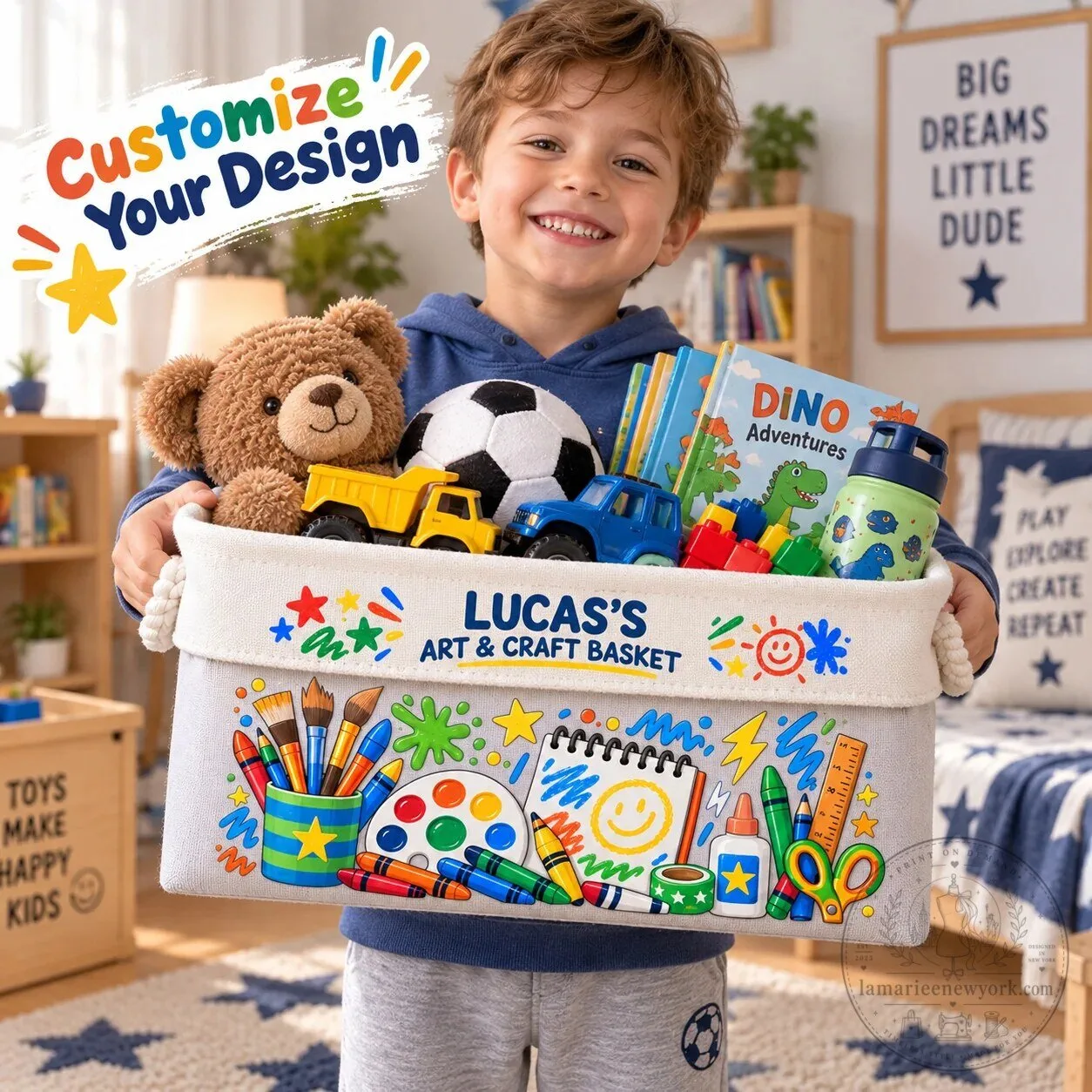 Personalized Kids Art and Craft Storage Basket with Rope Handles 8 Personalized Kids Art and Craft Storage Basket with Rope Handles