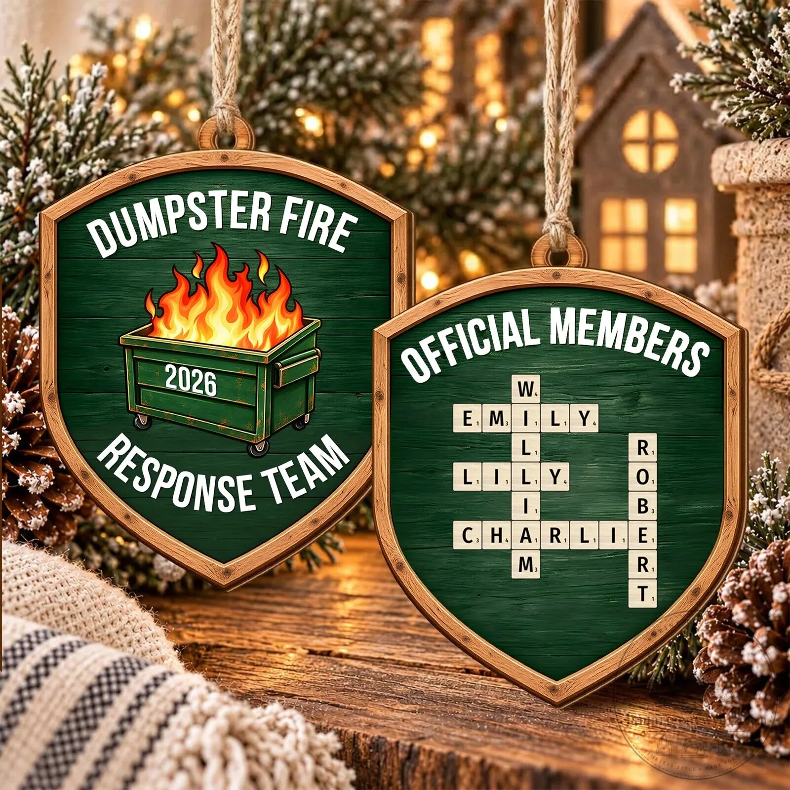 Dumpster Fire Response Team Official Members Personalized Christmas Ornament