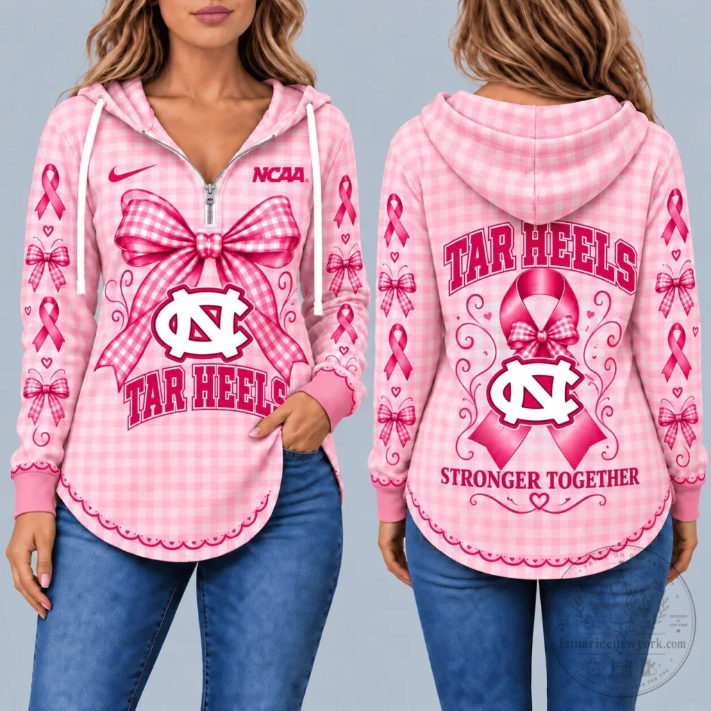North Carolina Tar Heels Breast Cancer Awareness Pink Checkered Hoodie North Carolina Tar Heels Breast Cancer Awareness Pink Checkered Hoodie