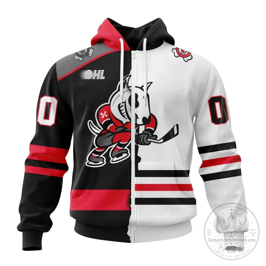 Niagara IceDogs Personalized Hockey Team Split Design Hoodie 10 Niagara IceDogs Personalized Hockey Team Split Design Hoodie