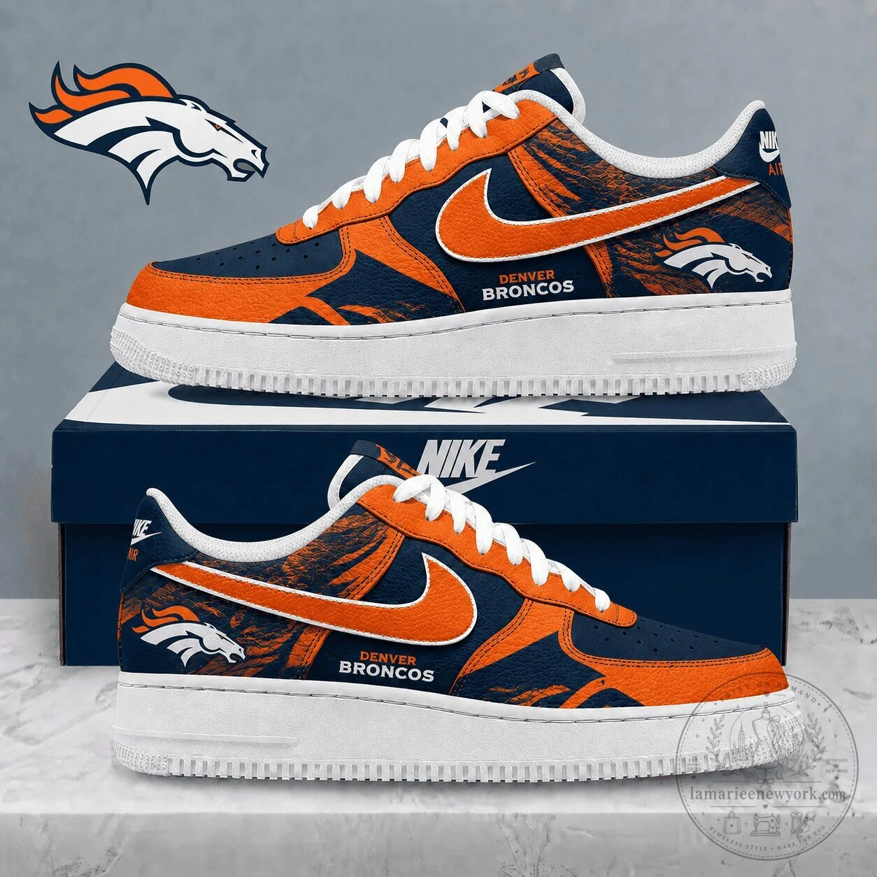 Denver Broncos NFL Team Logo Custom Design Air Force 1 Sneakers Shoes