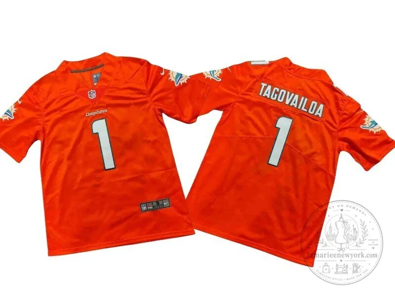 Tua Tagovailoa Miami Dolphins Orange Football Jersey Number 1