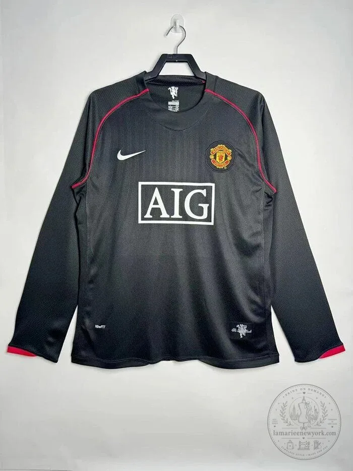 Manchester United 2007-2008 Away Retro Long Sleeve Football Jersey