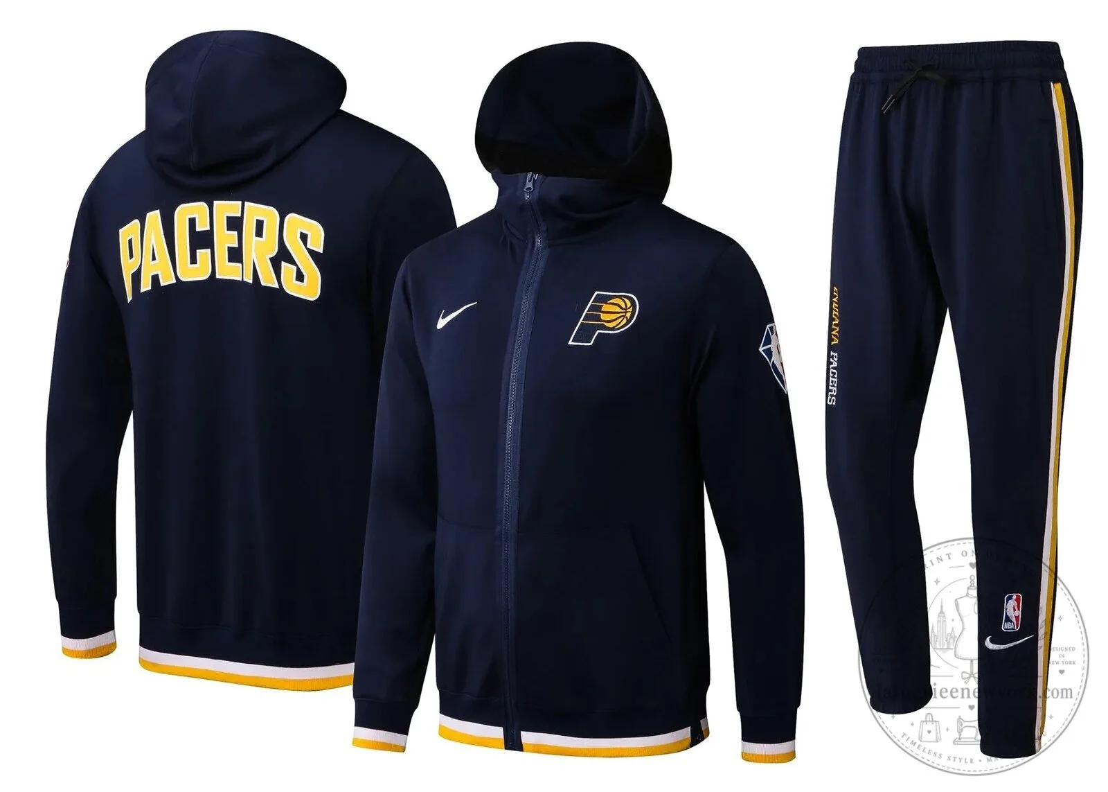 Indiana Pacers NBA Basketball Team Navy Blue Full-Zip Hoodie