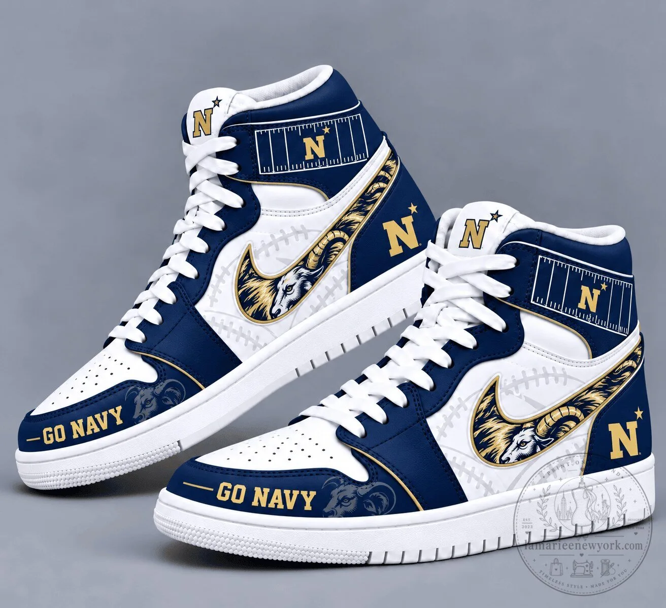 Navy Midshipmen Team Spirit Air Jordan High Top Sneakers