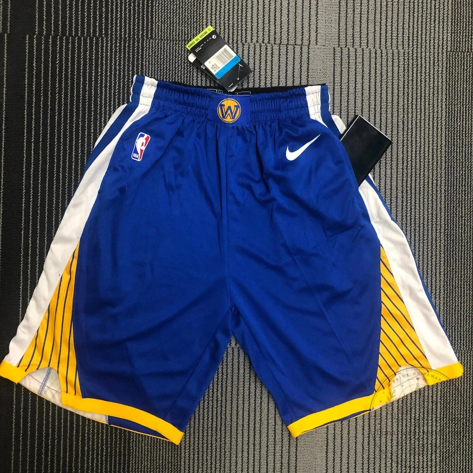 Golden State Warriors NBA Basketball Icon Edition Blue and Yellow Shorts