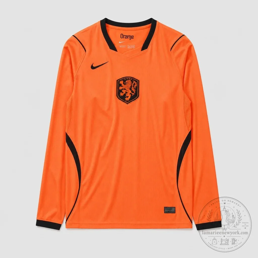 Netherlands National Football Team Orange Long Sleeve Soccer Jersey