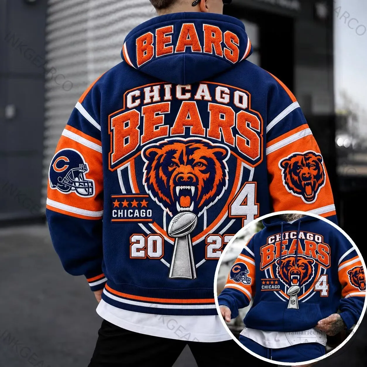 Chicago Bears NFL Football Team Mascot Logo Design Adult Hoodie