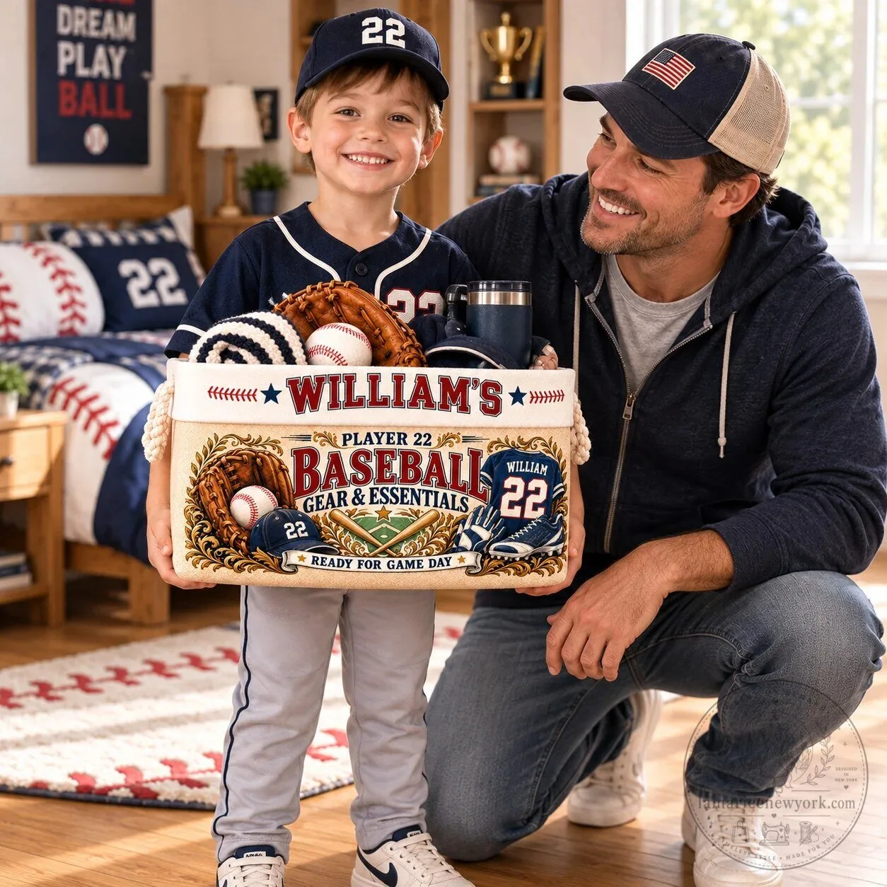 Personalized Baseball Storage Basket with Custom Name and Jersey Number 6 Personalized Baseball Storage Basket with Custom Name and Jersey Number