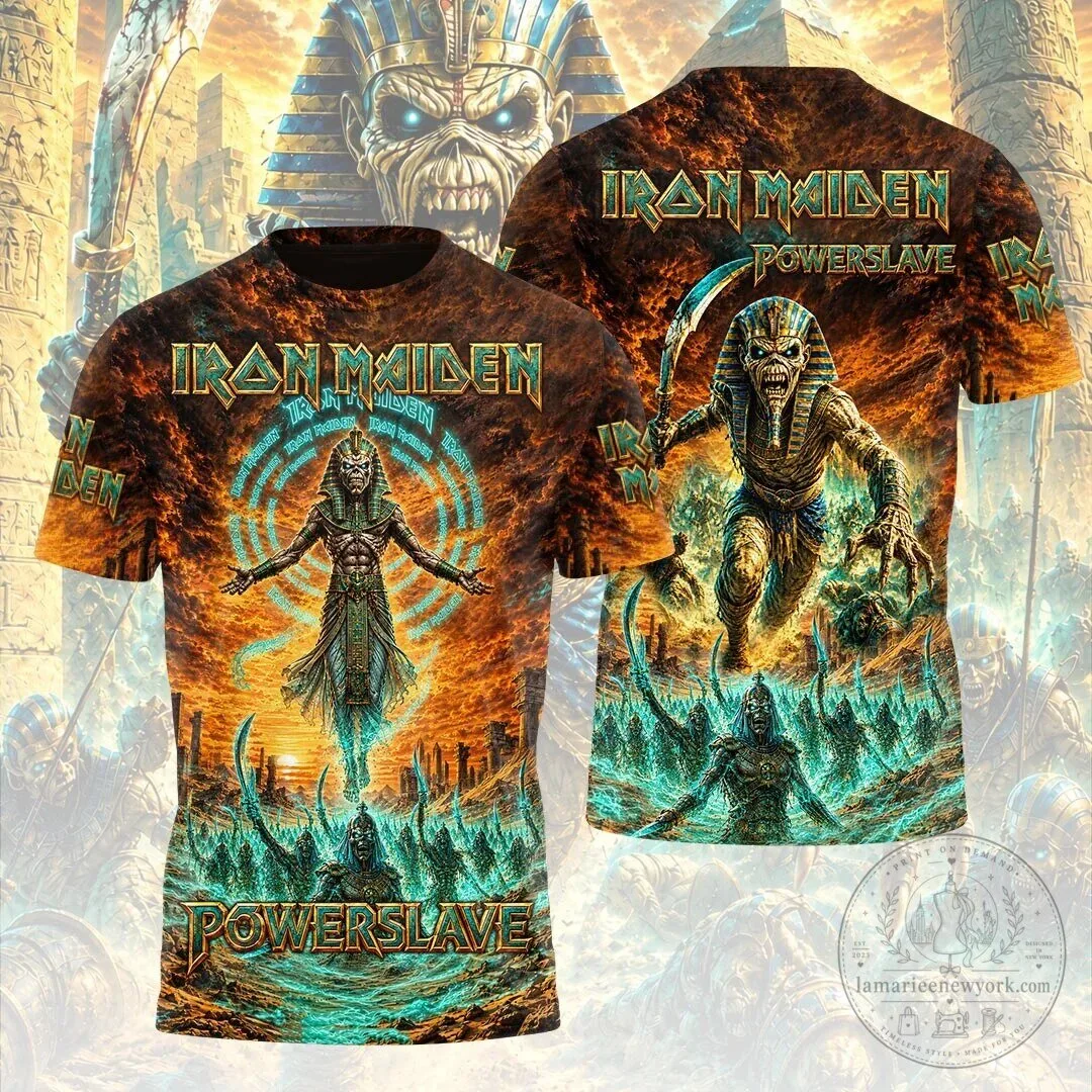 Iron Maiden Powerslave Album Art Graphic T-Shirt 1 Iron Maiden Powerslave Album Art Graphic T-Shirt
