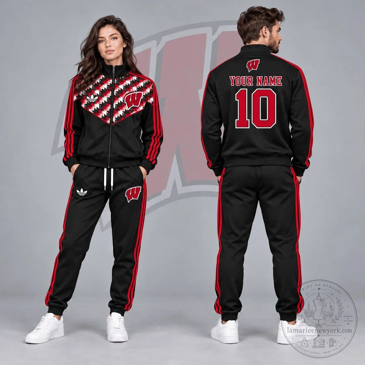 Wisconsin Badgers Personalized Chevron Full-Zip Jacket