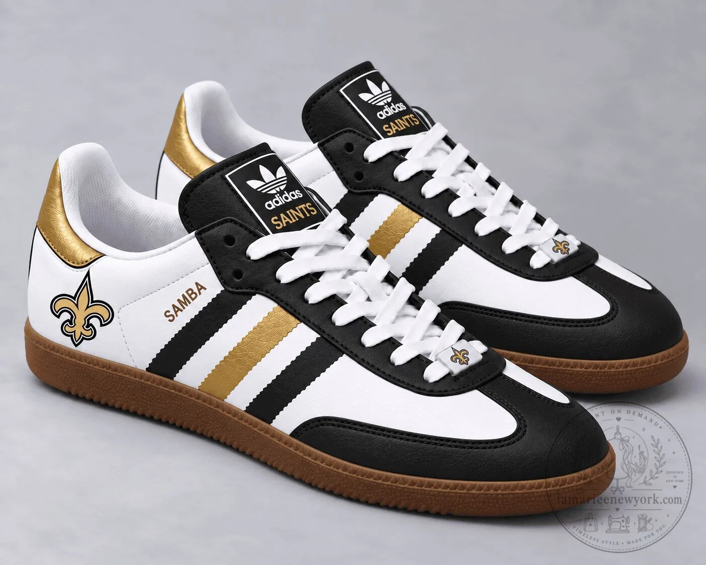 New Orleans Saints Football Team Black Gold Stripes Samba Style Shoes
