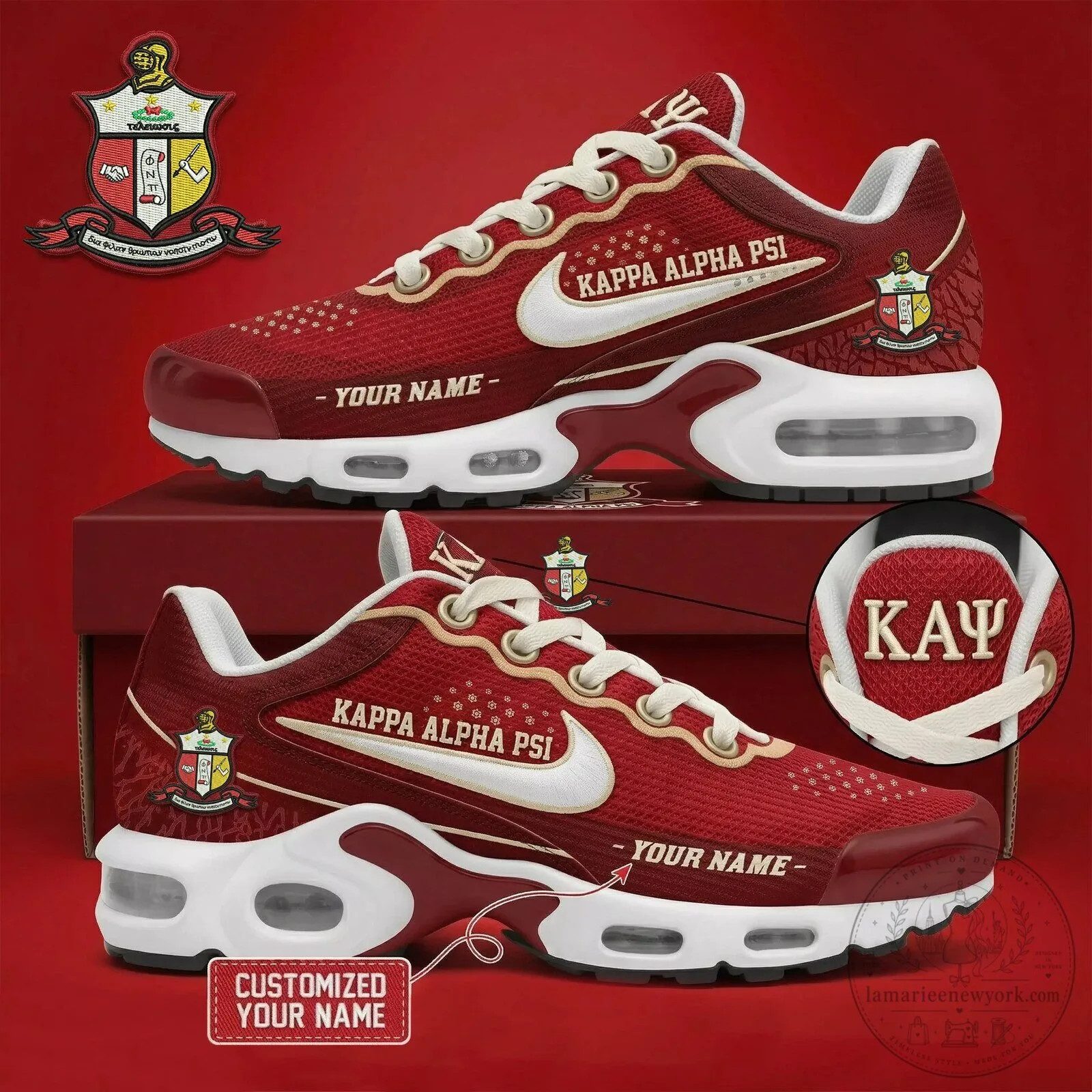 Kappa Alpha Psi Fraternity Red Custom Name Athletic Shoes