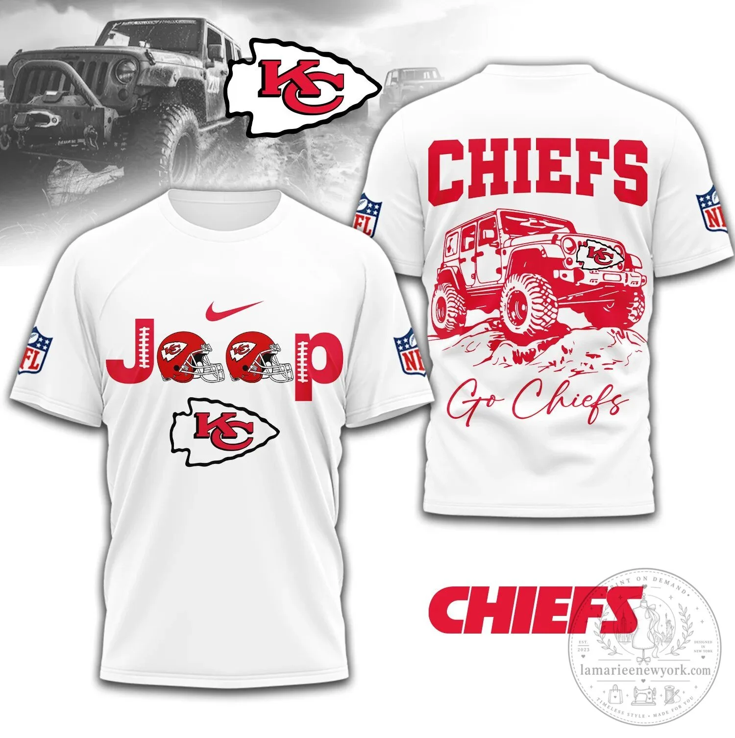 Kansas City Chiefs Jeep Off-Road Vehicle Football Fan T-Shirt