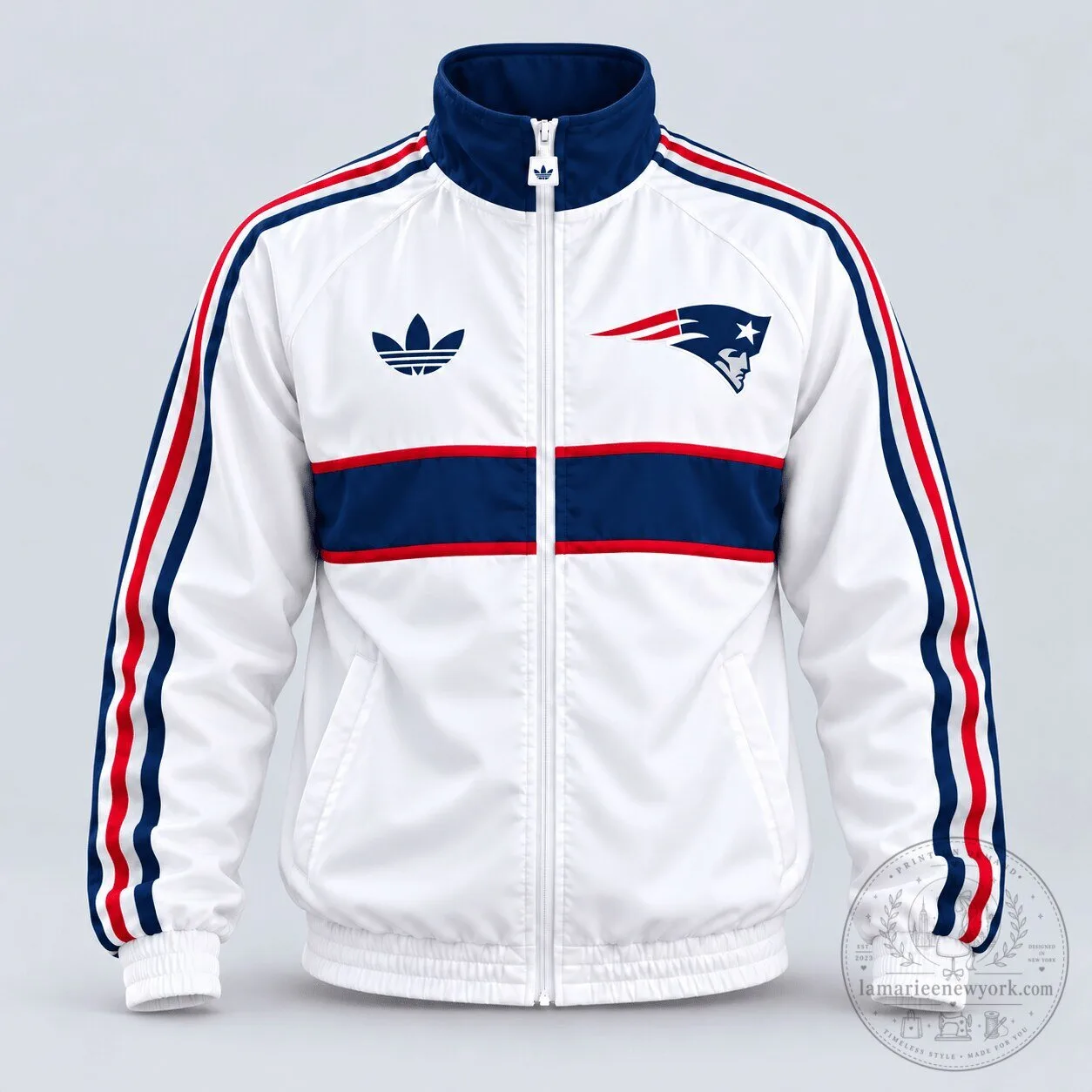 New England Patriots Vintage Heritage Triple Stripe Full Zip Track Jacket
