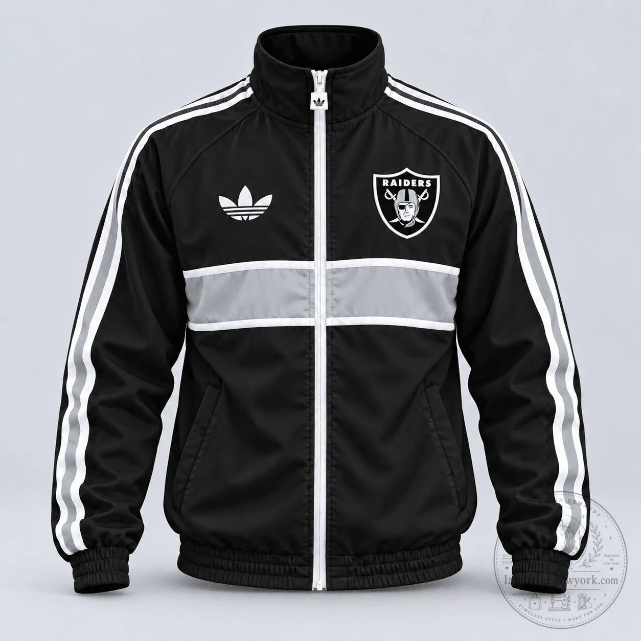 Las Vegas Raiders NFL Football Vintage Heritage Triple Stripe Full-Zip Jacket