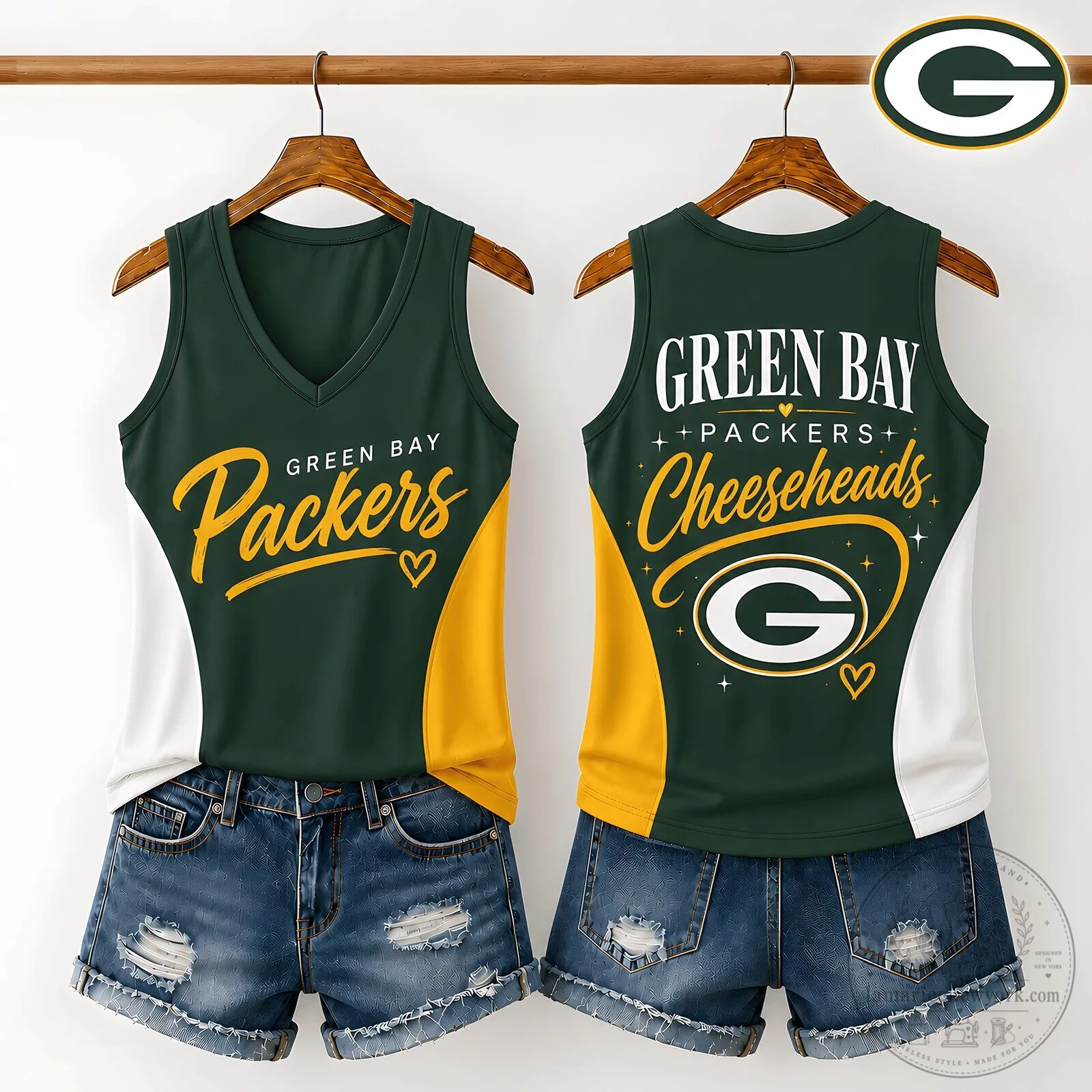 Green Bay Packers Cheeseheads Women's V-Neck Tank Top